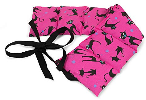 Johanniskernkissen 7-Kammer mit Band, 65x15 Katzen-pink. Wärme od. Kälte Rücken, Lende, Wärmekissen Körnerkissen