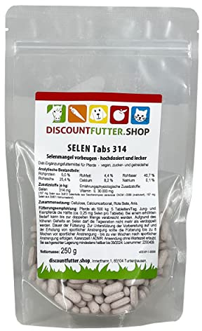 Selen Tabs 314 -(250 Gramm - 250 Tabs) | Selen für Pferde hochkonzentriert - Selenmangel vorbeugen - ohne Getreide und Zucker