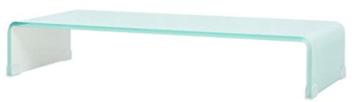 Susany Alza Schermo in Vetro Temperato Trasparente/Nero/Bianco,Mobile Porta TV in Vetro Temperato,Porta TV in Vetro Nero,Mobile TV in Vetro,Tavolino Porta TV in Vetro,Rialzo TV in Vetro