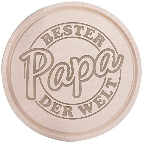 Deitert Frühstücksbrettchen graviert - Holzbrett Geschenk für Vatertag, Geburtstag für Männer - Schneidebrett Holz Rund, 28 cm Ø, Bester Papa Gravur