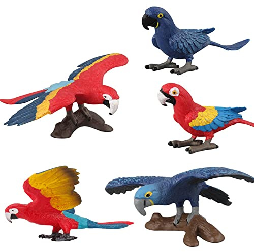 JAWSEU 5pcs Vogelfigur Realistische Vögel Figuren Spielfigur, Miniatur Vögel Tierfigur Realistische Kunststoff Vogel Spielzeug Set, Lernen Pädagogisches Spielzeug, Geschenk für Kinder Kleinkinder