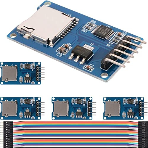DAOKAI 5PCS Module de carte Micro SD Lecteur d'adaptateur de carte TF avec module de pilote d'interface SPI de conversion de niveau de puce 3.3V 5V pour Arduino, avec câble Dupont