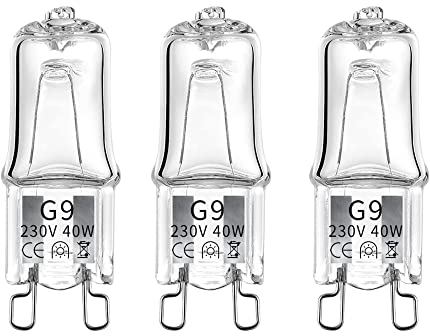 MSC 3-Pack G9 Halogen Oven Bulbs - Dimmable, Compatible with Zanussi, AEG, Stoves - Warm White, 3000K, 40W Each, 230V