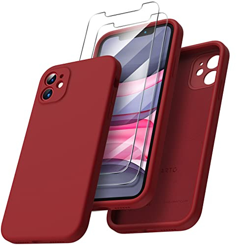 ORNARTO für iPhone 11 Hülle mit 2 Schutzfolien, Rot
