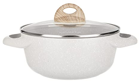 Kasanova, Casseruola Belly Cosy con 1 Manico Soft Touch con Coperchio, Rivestimento Antigraffio e Antiabrasione, Diametro 24 cm