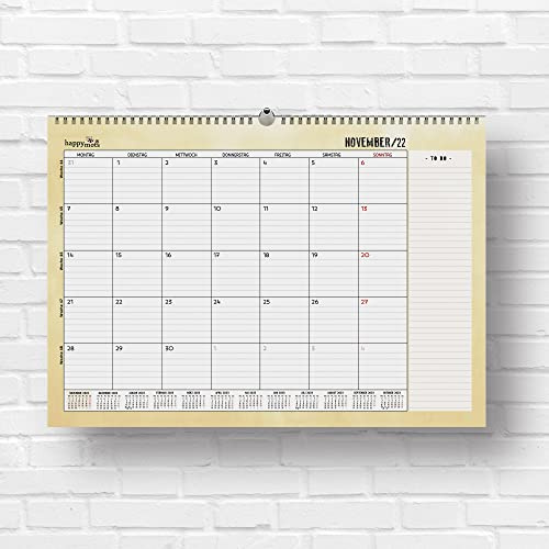 Monatsplaner 2023 | HappyMots | 32x47cm | Wandkalender | 16 Monate - von September 2022 bis Dezember 2023 | Platz zum Schreiben und Notieren | Bequem, praktisch und motivierend.