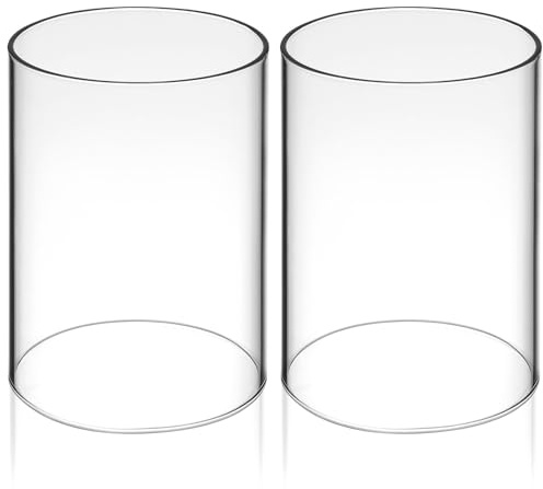 BESPORTBLE 2 Stück Klare Glaskerzen Abdeckung Zylinder Kerzenhalter Transparent Windschutz Teelichtgläser Ersatz Für Zuhause Hochzeit Party Tischdeko 2.8 Zoll