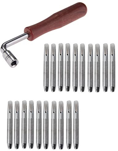 TUOREN Klavier-Stimm-Set inklusive 20 Stimmnadeln für Klavierleier, Harfe, Cembalo, Hackbrett, Zither und andere Saiteninstrumente mit L-förmigem Stimmschlüssel