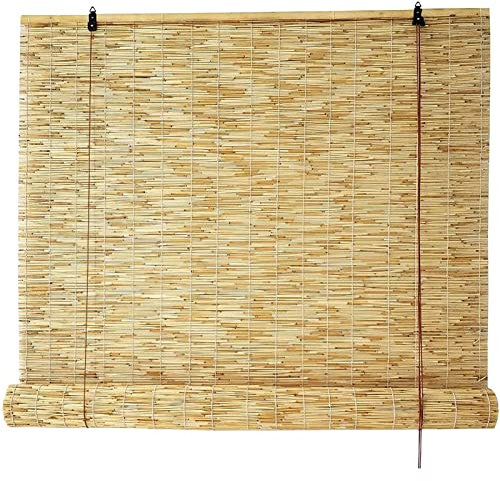 ZHJSHOU Tenda a Lamella Naturali,Tapparelle in Reed con Sollevatore,Tessute a Mano Tende a Rullo Retrò,Tenda A Rullo Oscurante,Tapparella di bambù Decorative per Porta/Balcone,40x80cm/16x32in(WxH)