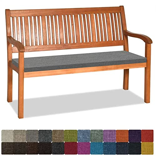 Bankauflage Stuhlkissen Bankkissen mit Krawatte Waschbar ,90x40x3cm，2 3 4-Sitzer Sitzkissen Rutschfeste Auflage für Gartenbank ,Küche,Terrasse Innen und Außenbereich，dunkelgrau ,Dicker Leinenstoff