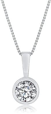 DANIEL CLIFFORD 'Michelle' Damen Halskette Silber 925 Anhänger Kristall | Solitaire, 45cm rhodinierte Silberkette, filigran, kleiner Stein, schlicht