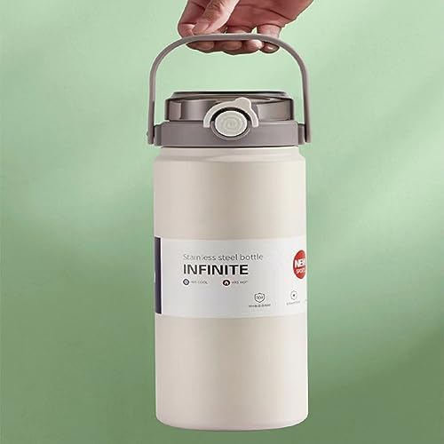 Disoza 1000ml Blanco Vasos con Tapa y Pajita Taza Termo Cafe Para Llevar Botella Termica Vaso Termico Taza Termica Termo con Pajita Vaso Con Pajita Termo Bebe Vaso Termo de Agua Fria