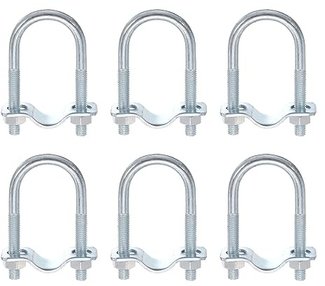 QUARKZMAN Redondos U-Pernos Tubo Abrazadera, 6uds Ajuste 1-1/4(32mm) a 1-1/4(32mm) Doble Tubo Abrazadera Tubo Hebilla para Invernadero Toldo Marcos Antena Mástil