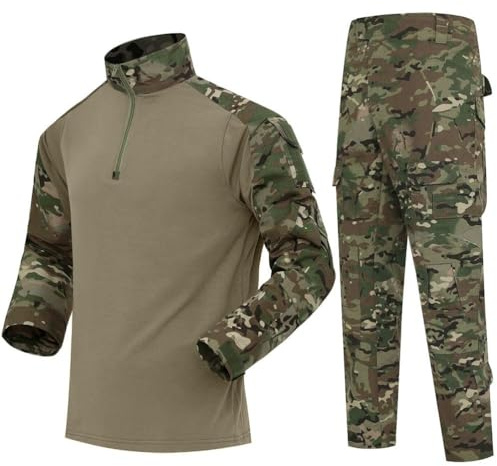 Oanviso Tarnanzug Herren Airsoft Paintball Tactical Shirt und Combat Shirt Taktische Hose Softair Uniform Set Militär Anzug Männer Outdoor Camouflage Jagdbekleidung