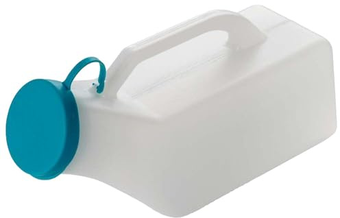 Drylife 1000ml Male Urinal Bottle | Reusable Urinal Pee Bottle for Men with Lid | Lightweight, Secure Cap, Measuring Scale, Easy Grip Handle, Medical Grade Plastic (Green Lid)