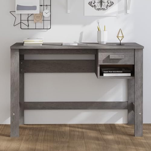 LAPOOH Schreibtisch HAMAR Hellgrau 110x40x75 cm Massivholz Kiefer, Gaming Tisch, Computertisch, Computer Desk, Office Table, Bürotisch, Arbeitstisch, Nähtisch, Pc Tisch