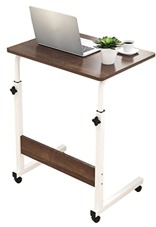 Rollbarer Laptoptisch, Höhenverstellbar, Mobiler Schreibtisch, Seitlicher Computer, Beweglicher Sitz-Steh-Wagen Mit Rädern Für Arbeitszimmer, Schlafzimmer, Wohnzimmer (Schwarz)
