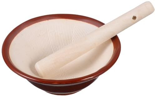 ABOOFAN 1 Pc cuenco de molienda triturador de ajo molinillos de pimienta suribachi sal mortero retro Tazón para moler condimentos cerámica amoladora terry Trituradora bebé píldora Madera
