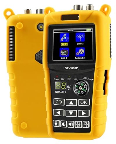 COYEUX Satellite Signal Finder, 2.4 Inch LCD HD VF 6800P Satellite Finder, DVB-T2 DVB-S2 DVB-C MPEG4, for TV Tuner RF Signal Scanner Device Detector