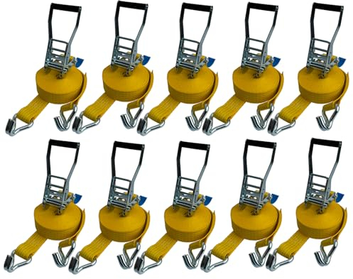 10x LKW Ratschen Zurrgurt 2-teilig 5 x 800 cm Gelb Spitzhaken ZC52081 Ladungssicherung