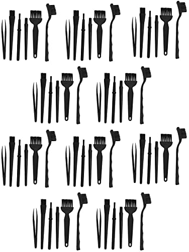Pyugxab 10X 6 in 1 Kunststoff Kleine Tragbare Nylon Anti- Bürsten Reinigungs Tastatur Bürsten Kit, Schwarz (Reißverschluss Tasche)