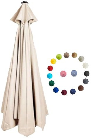 BEEGMA Replacement Parasol Canopy 2.0/2.3/2.7/3.0m Patio Umbrella Replacement Canopy 6 Arms/8 Arms Canopy Replacement Cover for Garden Market Beach Umbrella (Color : White, Size : 2.0m/6.5FT-6Ribs)