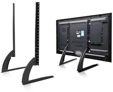 Avilia Piedistallo Doppio per TV e Monitor - Supporto per Televisore e Schermo Computer, da Appoggio, da 23 a 75 Pollici, Regolabile, Portata 50kg