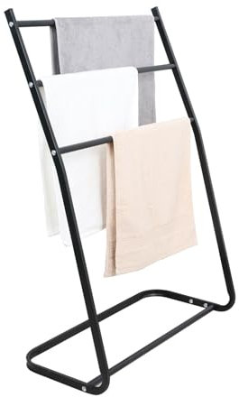 Niceey Toallero de Pie Inclinado- Soporte de Toallero Independiente, Organizador de Metal de 3 Niveles para Toallas de Baño y Manos, Accesorios de Baño, Negro