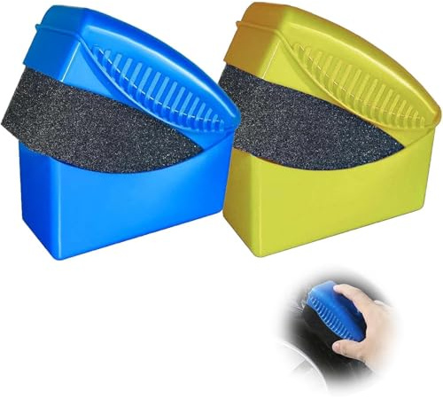BRITECO 2 Pcs tyre Dressing Applicator - 2 Pcs Shine Applicator with Case, Curved Car Sponge Auto Tyre Cleaning Pad - Durable, High-Density Sponge, No Mess Application, Ergonomic Handle