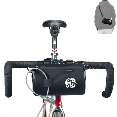 YSUJUAN Fahrradlenkertasche Wasserdicht Vordere Fahrradtasche mit Schultergurt, Lenkertaschen für Fahrräder, Fahrradtasche Rahmengepäckträger, Fahrrad-Aufbewahrungszubehör (schwarz, 1,5 L)