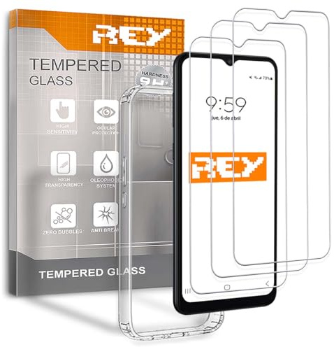 REY 3X Bildschirmschutz und Hülle für ZTE Blade A51, Gehärtetem Glas und Silikon TPU mit hoher Widerstandsfähigkeit