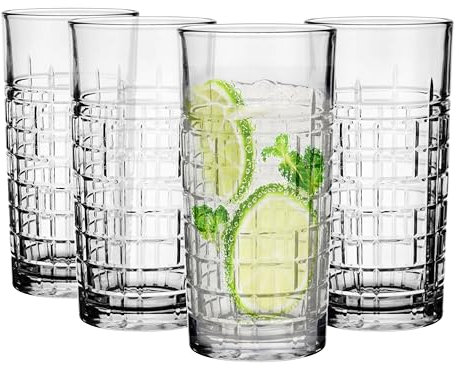 Glasmark KROSNO 1992 Bicchieri Set Bicchieri da Long Drink 4 Pezzi 320 ml Bicchieri da Acqua Bicchieri da Succo Bicchieri da Cocktail Bicchiere da Acqua per Succhi Molato Lavabili in Lavastoviglie