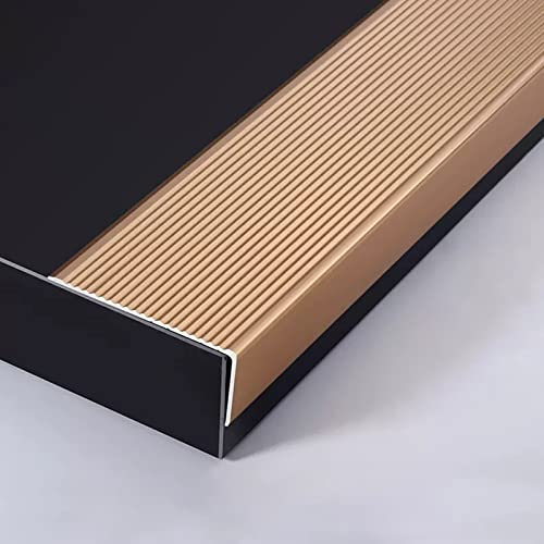 Naselli in alluminio per scale con superficie antiscivolo, confezione da 2 strisce di transizione da 90 cm, per bordi del davanzale della porta del pavimento, bordo delle scale, design scanalato, 7 x