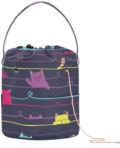 Niedliche Katzen-Garnaufbewahrung, Garnhalter, Häkeln, tragbare Nadel-Aufbewahrung für Strickset, Reisezubehör