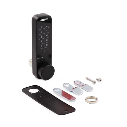 BURG Niro.Code Elektronisches Möbel-/ Zahlencodeschloss, schwarz, robust & wassergeschützt Klasse IP65