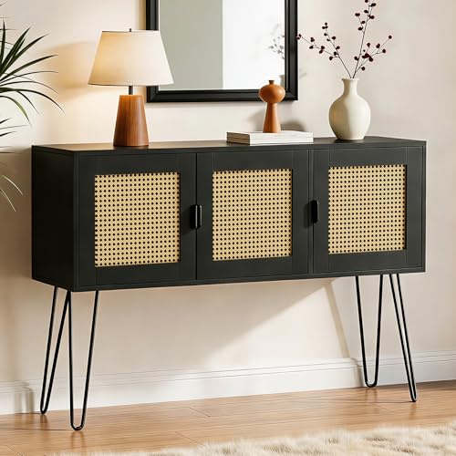 Netstar 47 Entryway Table, Console Sofa Table with Storage, Hallway Table for Foyer & Entry Decor, Boho Farmhouse Style, Anti-Tip, Black