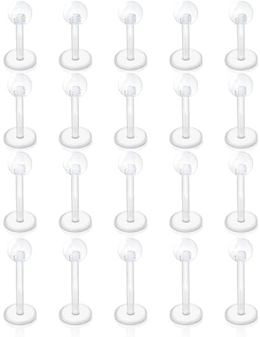 Gojewen 12 pièces Piercing à lèvres en plastique 1.2mm bouchon d'hélice de Labret en plastique Flexible 6-12mm acrylique Bioflex Piercing à lèvres
