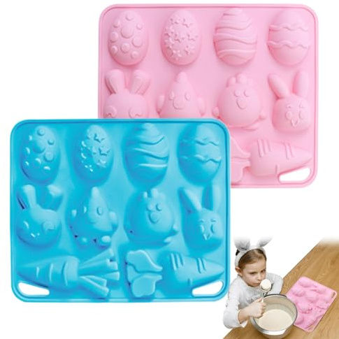 Nybhyjka Stampi per cioccolato pasquale, stampo in silicone per uova di Pasqua | Stampo per cioccolato per uova di Pasqua di coniglio | Pan di cottura antiaderente Decorazione per torta di grado