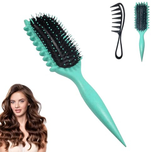 Lockenbürste, Curl Hair Brush, Haarbürste Strähnenkamm Wide Tooth Comb, Lockenkamm Grobzinkiger Kamm, Hai Zahnkamm Frauen Männer Salon Lockenkamm Naturlocken Kamm (Cyanfarben)