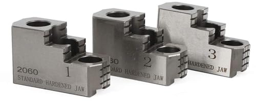 Gertrude 8 Pulgadas Mandril Duro Juego De Mordazas, 3 Piezas Reversible Doble Paso Acero Torno Mandril Dentado para Tipo B-208 1.5mm X 60° CNC Torno Mandriles Silver,One Size