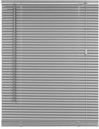 REHAN & CO Custom Made to Measure PVC Venetian Blinds 25mm Thin Slats Shutter Blinds Window Treatments Child Safe Home Office Windows Blind (Grey, 114W x 150H cm)