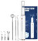 kit Pulizia Denti Ultrasuoni Professionale，IPX6 Pulitore Dentale Elettrico Sensore Vibrazione Per Rimuovi Tartaro e Placca con 4 Luci LED, 3 Testine, 3 Accessori in Metallo, 5 Modalità,Ricaricabile
