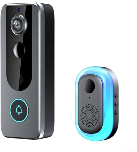 DystopiaWorld Sonnette WiFi intelligente pour Tuya, sonnette vidéo intelligente résistante aux intempéries, avec détection de mouvement, audio bidirectionnel, vision nocturne HD, pour porte d'entrée