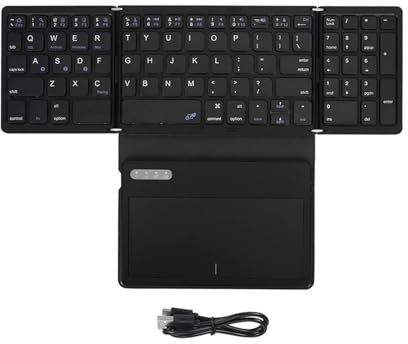 VIVIWI Teclado inalámbrico plegable con panel táctil grande y teclado numérico, apagado automático para tabletas, teléfonos inteligentes y portátiles