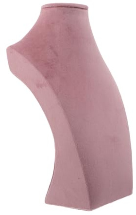 Espositore Collane Busto Gioielli in Velluto per Vetrine Rosa | Manichino Realistico, Base in Pannello ad Alta Densità, Uso Versatile per Fiere e Negozi