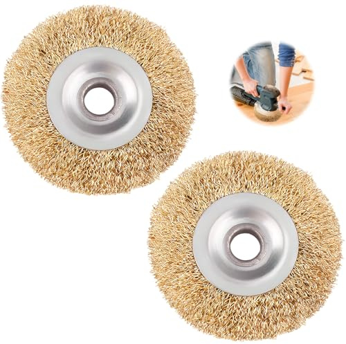 2Pcs Patio Cleaner Wire Brush Replacement (100mm x 16/20mm Arbor Hole), Compatible with Ryobi RAC814, RY18PCA-0, OPC1800, OPC1815, EFB 400/401, Heavy-Duty Steel Wire Wheel for Rust, Moss & Joint Clean