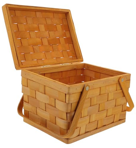 GANAZONO Cestino Portaoggetti Multifunzione in Legno Naturale Decorativo per e Frutta Contenitore Resistente e Picnic Colore