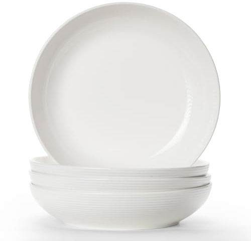 TuYines Pastateller Groß 4er Set,Tief Suppenteller Set Ø 22 cm,Salatteller, Servierteller,Nudelschalen, Ramenschalen, große Salatschalen,Mehrzweckschalen für Nudel, Pasta, Salat,Obst