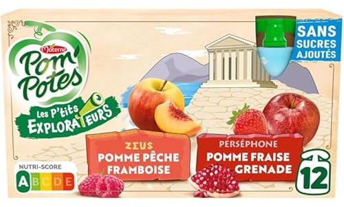 POM'POTES Dolci di mela pesca e mela fragola senza zuccheri aggiunti 12 x 90 g