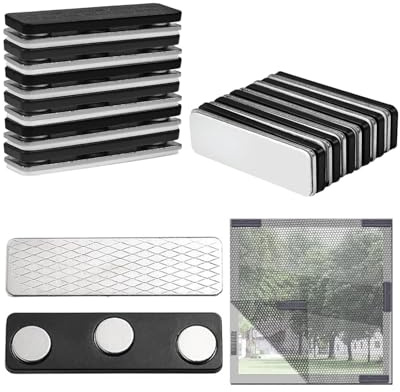 HUVZOR 12 pares de clips magnéticos para mosquiteros de ventana, imanes fuertes para mosquiteros para fijar etiquetas de nombre de mosquiteros, etiquetas de nombre magnéticas（Negro）